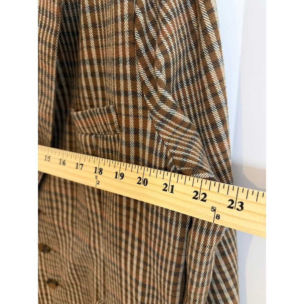 Rude Blazer Jacket Wns L Brown Plaid Elbow Patches Dark Academia Vintage Style - Picture 8 of 9